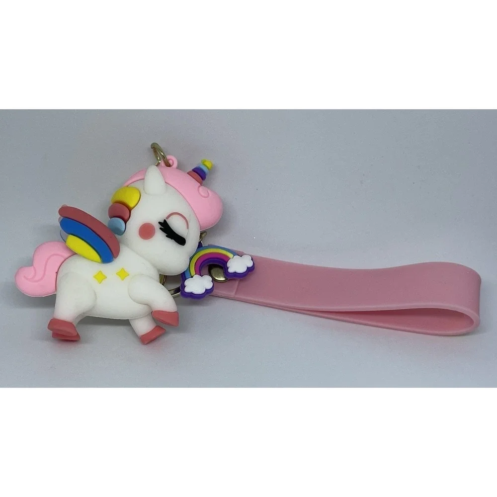UNICORN Rainbow Keyring Keychain Bag Purse Charm Pink  Key Ring Holder